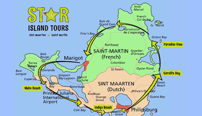 Location of Star Island Tours Sint Maarten Saint Martin